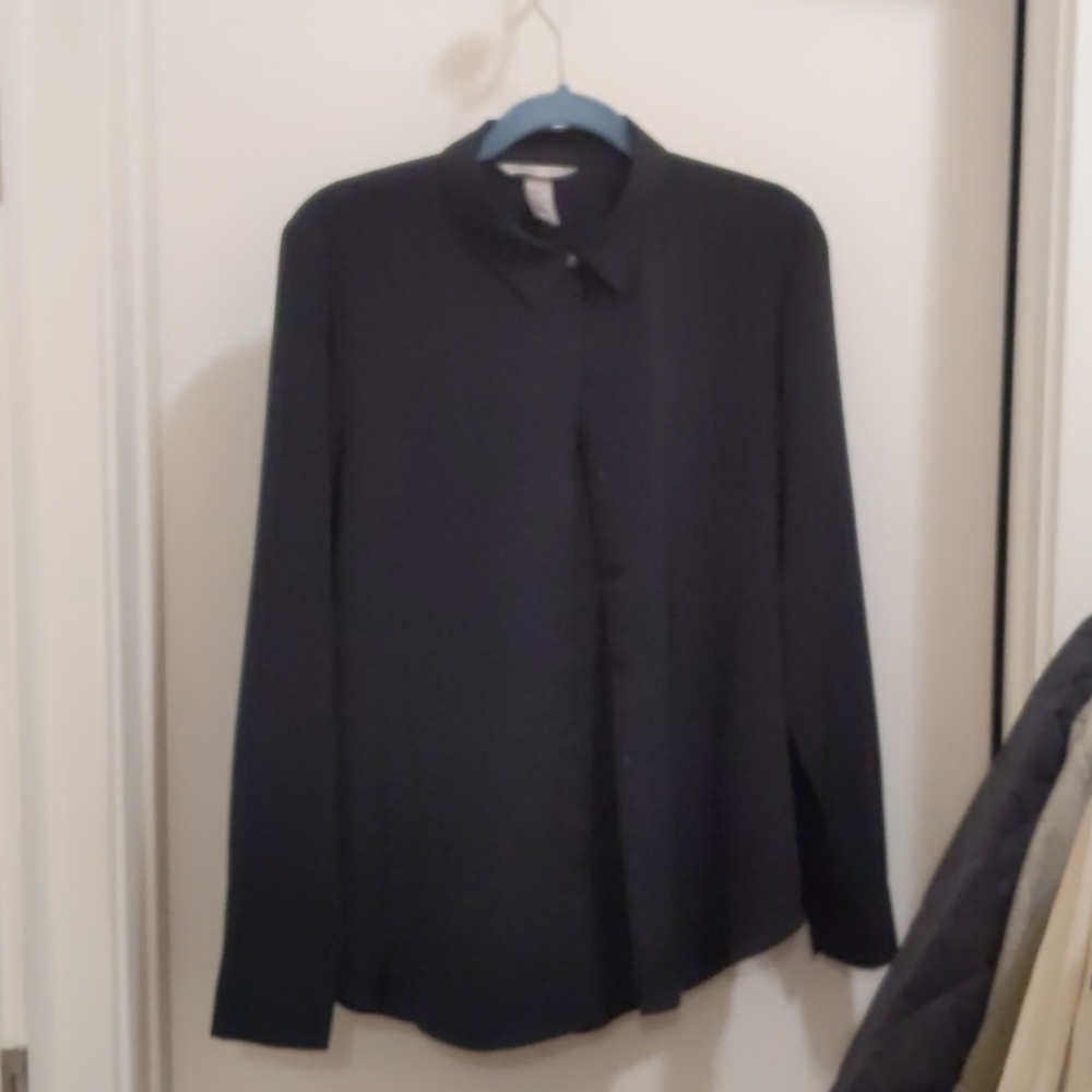 Women's black button down